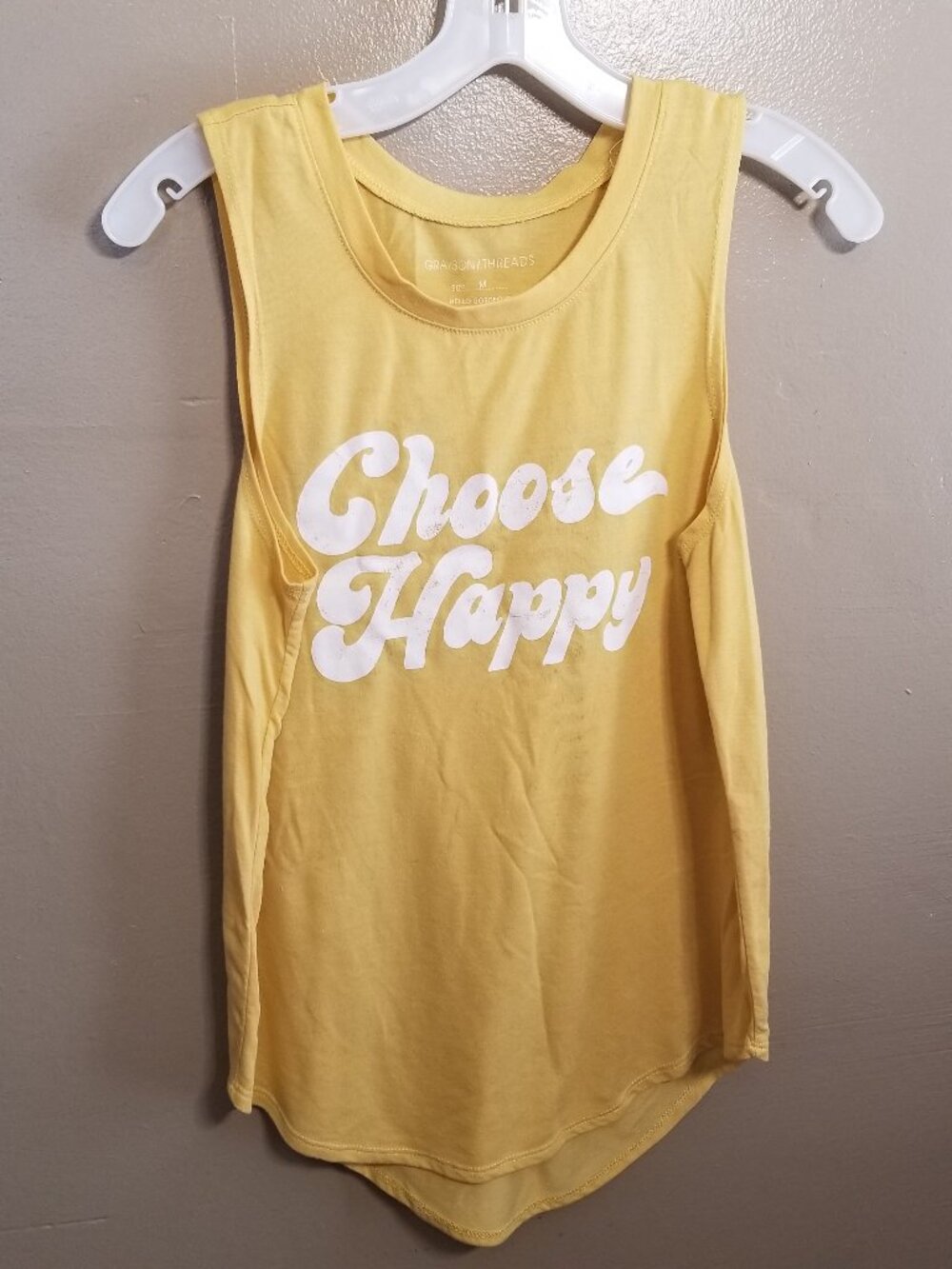 Grayson / Threads "Choose Happy" Yellow Tank, Medium